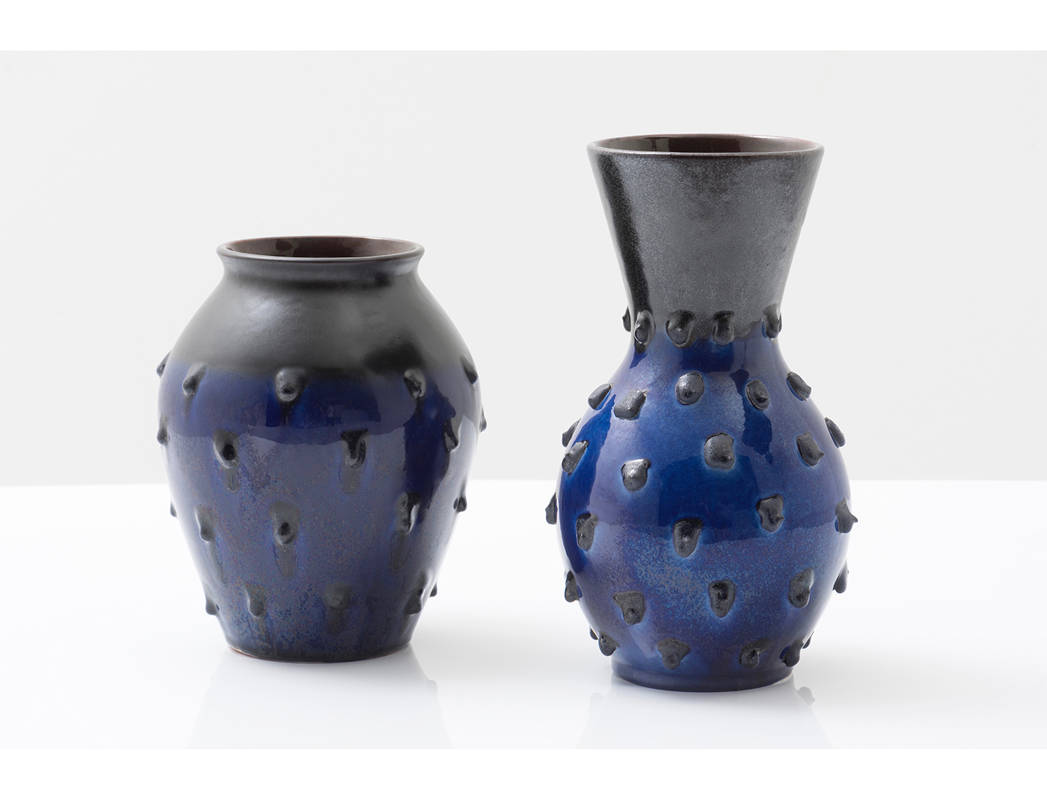 Pair-of-Deep-Blue-Ceramic-Vases