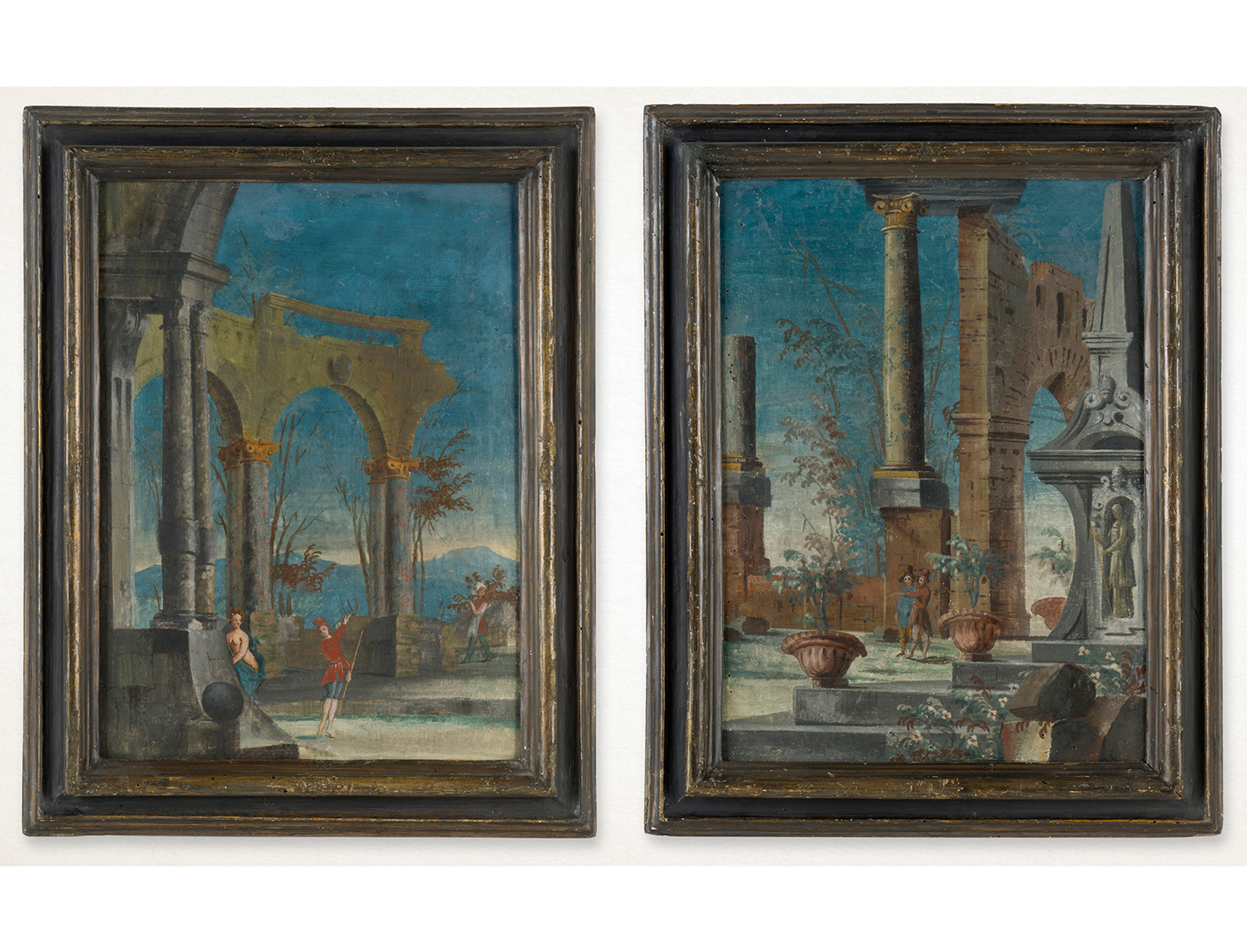 Pair of Venetian Commedia dell'Arte Paintings