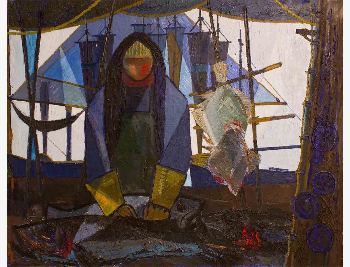 The Fisherman Danish Painting of the 1950